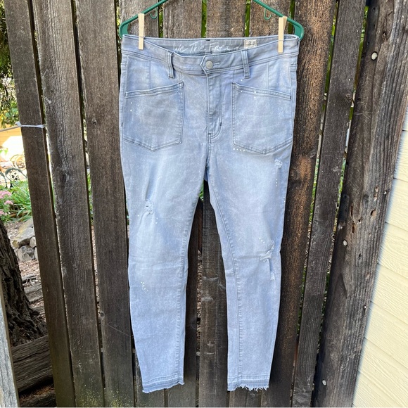 Free People Ivy Distressed Skinny Jeans In Gray Sz 31 - Picture 6 of 15